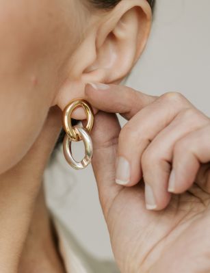 Brincos Bicolores Dourado e Prateado
